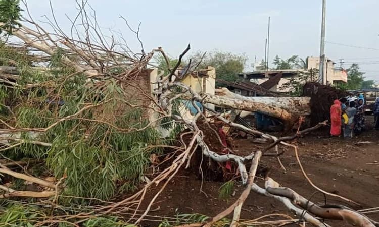 ಮಹಾಲಿಂಗಪುರದಲ್ಲಿ ಬಿರುಗಾಳಿ ಸಹಿತ ಮಳೆ: ನೇಕಾರರಿಗೆ ತೀವ್ರ ಹಾನಿ