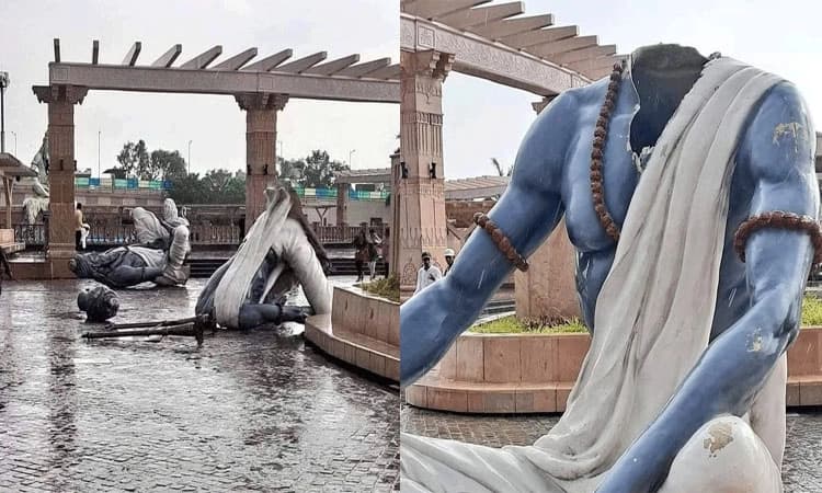 Ujjain: ಗಾಳಿಯ ಹೊಡೆತಕ್ಕೆ ಉರುಳಿದ ವಿಗ್ರಹಗಳು