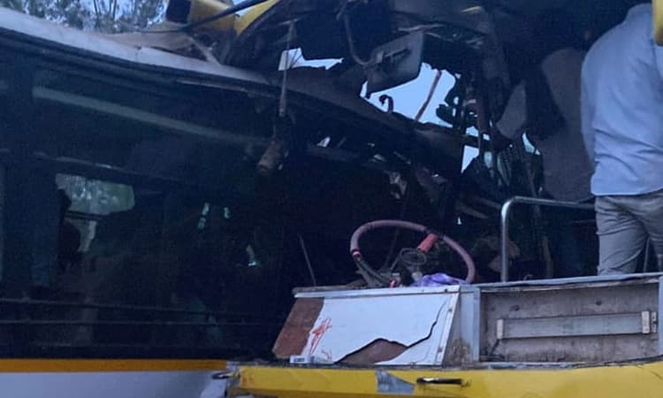 ಶಿವಮೊಗ್ಗದಲ್ಲಿ ಭೀಕರ ಬಸ್ ಅವಘಡ; ಇಬ್ಬರ ಮೃತ್ಯು ,70ಕ್ಕೂ ಅಧಿಕ ಮಂದಿಗೆ ಗಾಯ