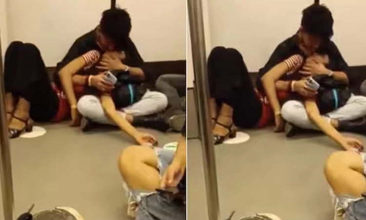 Delhi Metro: ಮೆಟ್ರೋದಲ್ಲಿ ಲಿಪ್‌ಲಾಕ್‌ ಕಿಸ್ ಮಾಡಿದ ಜೋಡಿ: ವಿಡಿಯೋ ವೈರಲ್