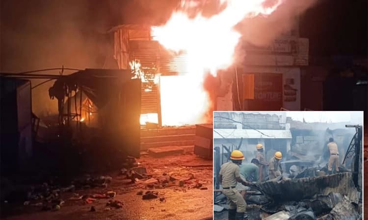 ಶಾರ್ಟ್ ಸರ್ಕ್ಯೂಟ್ ಅಂಗಡಿಗಳು ಭಸ್ಮ: ಸುಟ್ಟು ಕರಕಲಾದ ಲಕ್ಷಾಂತರ ಮೌಲ್ಯದ ವಸ್ತುಗಳು!