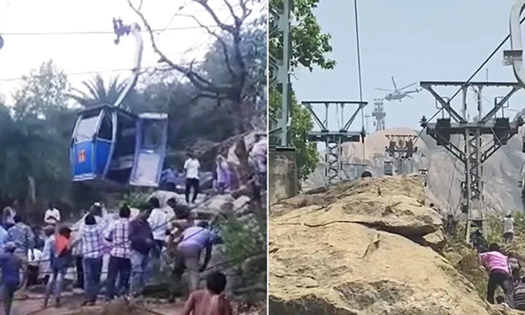 ರೋಪ್ ವೇನಲ್ಲಿ ಕೇಬಲ್ ಕಾರ್ ಡಿಕ್ಕಿ, ಇಬ್ಬರು ಸಾವು; IAF ಹೆಲಿಕಾಪ್ಟರ್ ಮೂಲಕ ರಕ್ಷಣಾ ಕಾರ್ಯ