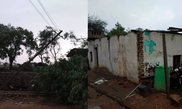 ರೋಣದಲ್ಲಿ ಭಾರೀ ಬಿರುಗಾಳಿ: ಹಾರಿ ಹೋದ ಮೇಲ್ಛಾವಣಿ, ಕುಸಿದ ವಿದ್ಯುತ್ ಕಂಬಗಳು