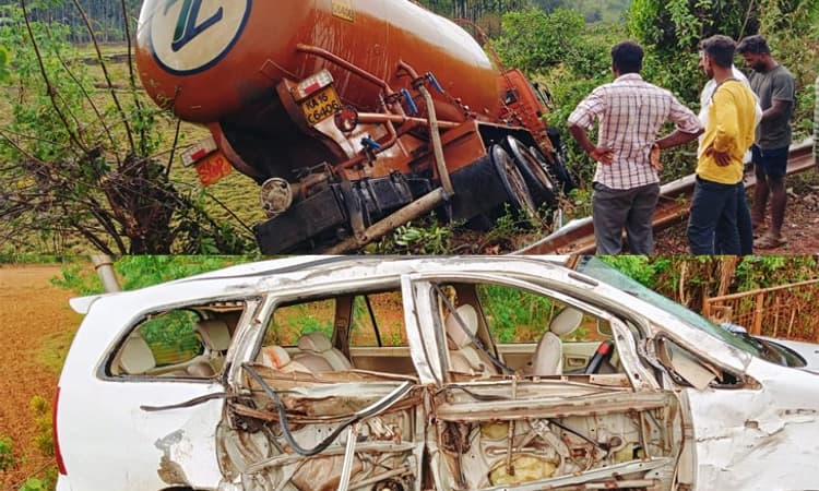 ಶಿರಸಿ: ಟ್ಯಾಂಕರ್-ಕಾರು ಮುಖಾಮುಖಿ ; 5 BJP ಕಾರ್ಯಕರ್ತರಿಗೆ ಗಾಯ