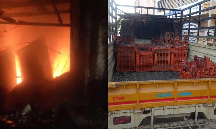 Fruit cold storage, ಪ್ರೆಸ್ಟೀಟ್ ಕಿಚನ್  ಗೋಡೌನ್ ಗೆ  ಬೆಂಕಿ; ಕೋಟ್ಯಾಂತರ ರೂ. ನಷ್ಟ