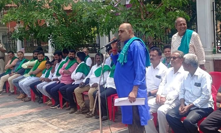 ಬೆಳೆ ಪರಿಹಾರ ಸಹಿತ ವಿವಿಧ ಬೇಡಿಕೆಗಳ ಈಡೇರಿಕೆಗೆ ಆಗ್ರಹ: ರಾಜ್ಯ ರೈತ ಸಂಘದಿಂದ ಧರಣಿ