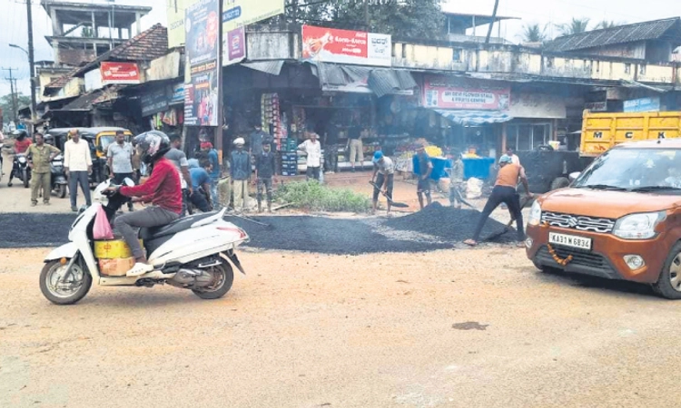 Belthangady: ರಾಷ್ಟ್ರೀಯ ಹೆದ್ದಾರಿ ಗುಂಡಿಗೆ ತೇಪೆ