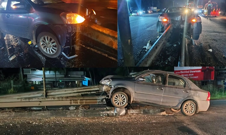 Udupi: ಉದ್ಯಾವರ ಬಳಿ ಚಾಲಕನ ನಿಯಂತ್ರಣ ತಪ್ಪಿ ಡಿವೈಡರ್‌ ಮೇಲೆರಿದ ಕಾರು; ಪ್ರಯಾಣಿಕರಿಗೆ ಗಾಯ