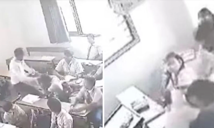 Viral Video: ವಿದ್ಯಾರ್ಥಿಯನ್ನು ಗೋಡೆಗೆ ಗುದ್ದಿಸಿ, ಥಳಿಸಿದ ಶಿಕ್ಷಕ!