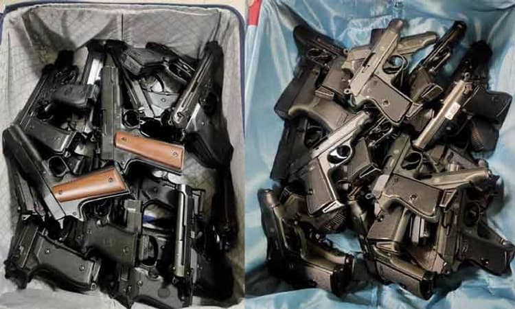 ದೆಹಲಿ ವಿಮಾನ ನಿಲ್ದಾಣದಲ್ಲಿ 45 ಪಿಸ್ತೂಲ್ ಹೊಂದಿದ್ದ ಭಾರತೀಯ ದಂಪತಿ ಬಂಧನ!