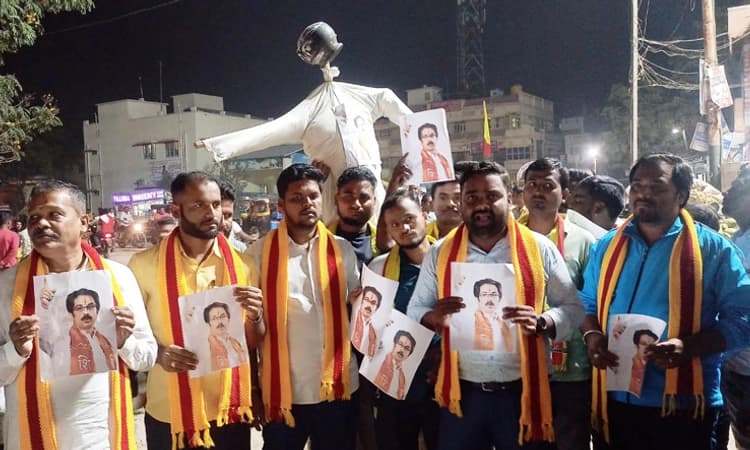 ಎಂಇಎಸ್‌ ಪುಂಡಾಟಿಕೆ ಖಂಡಿಸಿ ಪ್ರತಿಕೃತಿ ದಹನ