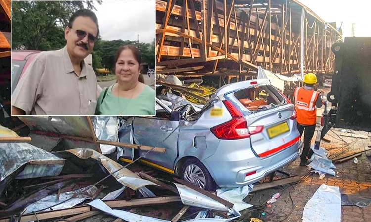 Hoarding Collapse: ಅಪ್ಪಚ್ಚಿಯಾದ ಕಾರಿನಲ್ಲಿತ್ತು ನಿವೃತ್ತ ಅಧಿಕಾರಿ, ಪತ್ನಿಯ ಮೃತದೇಹ