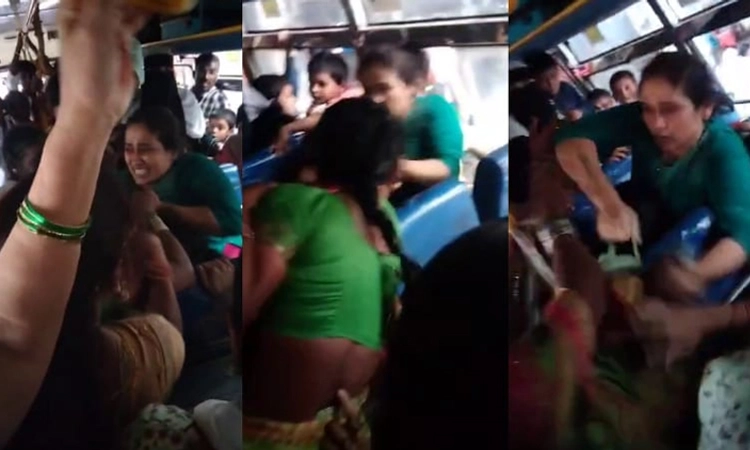 ಏ… ಇದು ನನ್ ಸೀಟು… ಇಲ್ಲ ನನ್ ಸೀಟು: ಬಸ್ಸಿನೊಳಗೆ ಚಪ್ಪಲಿಯಿಂದ ಹೊಡೆದಾಡಿಕೊಂಡ ಮಹಿಳೆಯರು