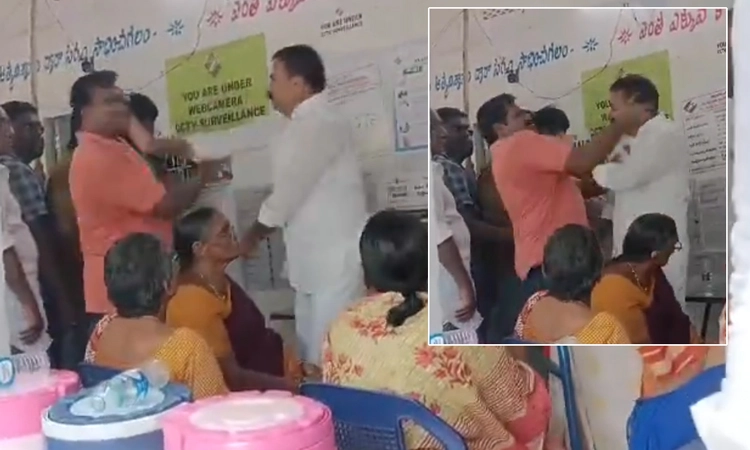 Video: ಮತದಾನ ಮಾಡಲು ಸರತಿ ಸಾಲಿನಲ್ಲಿ ನಿಂತಿದ್ದ ಮತದಾರನಿಗೆ ಶಾಸಕನಿಂದ ಕಪಾಳಮೋಕ್ಷ