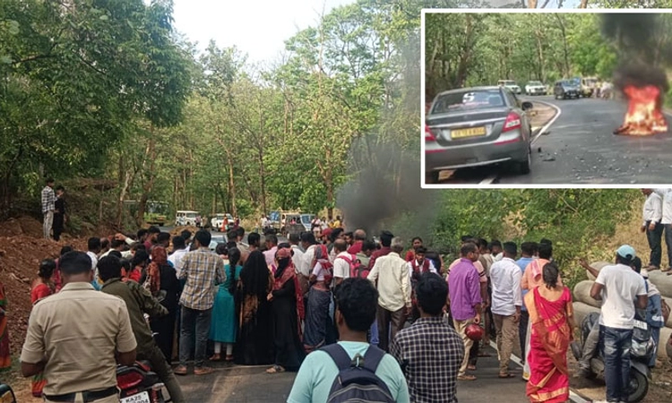 Road Mishap ದಾಂಡೇಲಿ; ಕಾರು-ದ್ವಿಚಕ್ರ ವಾಹನ ಅಪಘಾತ: ಸವಾರ ಗಂಭೀರ