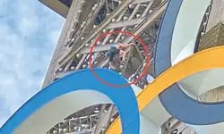 Paris Olympics; ಸಮಾರೋಪಕ್ಕೆ ಮುನ್ನ ಐಫೆಲ್‌ ಟವರ್‌ ಏರಿದ ಭೂಪ!