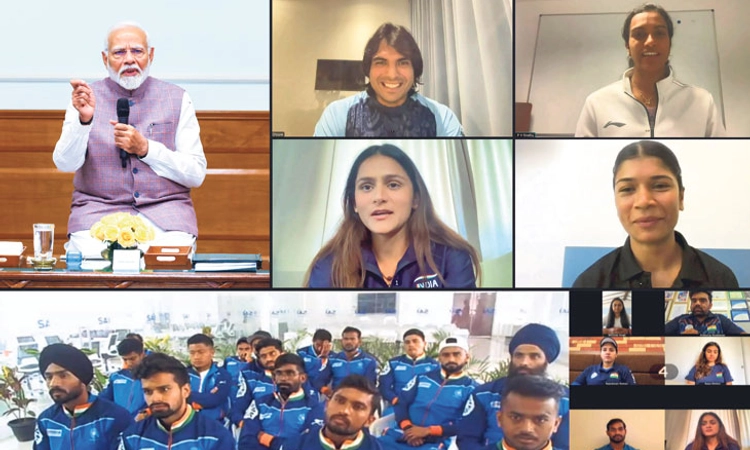 Olympics; ಯಾವುದೇ ಒತ್ತಡಕ್ಕೊಳಗಾಗದಿರಿ:ಕ್ರೀಡಾಪಟುಗಳಿಗೆ ಮೋದಿ ಕಿವಿಮಾತು
