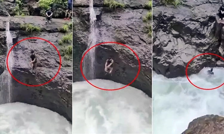Video: ಯುವಕರ ಹುಚ್ಚಾಟಕ್ಕೆ ಕೊನೆ ಎಂದು; ಗೆಳೆಯರ ಎದುರು ಜಲಪಾತಕ್ಕೆ ಜಿಗಿದು ಕೊಚ್ಚಿ ಹೋದ…
