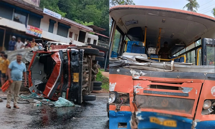 Road Mishap ಕಾಡಬೆಟ್ಟು ಕ್ರಾಸ್‌: ಲಾರಿ ಪಲ್ಟಿಯಾಗಿ ಬಸ್‌ಗೆ ಢಿಕ್ಕಿ, ಪ್ರಯಾಣಿಕರಿಗೆ ಗಾಯ
