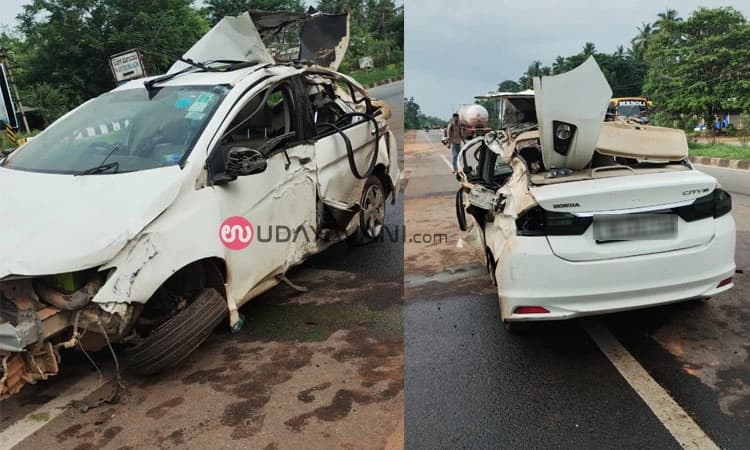 Kaup: ಚಾಲಕನ ನಿಯಂತ್ರಣ ತಪ್ಪಿದ ಕಾರು ಹೆದ್ದಾರಿ ಬದಿಯ ಮೋರಿಗೆ ಢಿಕ್ಕಿ ಹೊಡೆದು ಪಲ್ಟಿ