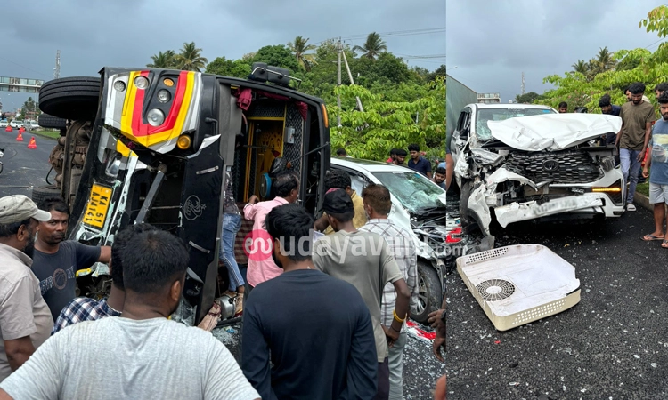 Udupi: ಅಪಘಾತ ತಪ್ಪಿಸಲು ಹೋಗಿ ಇನ್ನೊಂದು ವಾಹನಕ್ಕೆ ಡಿಕ್ಕಿ ಹೊಡೆದು ಪಲ್ಟಿಯಾದ ಮೀನಿನ ಲಾರಿ