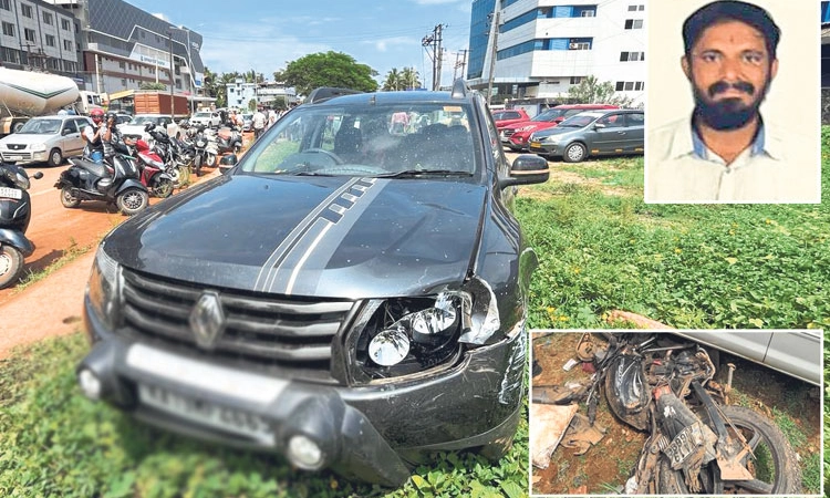 Road Mishap ಮಂಗಳೂರು: ಕಾರು ಢಿಕ್ಕಿ; ಬೈಕ್ ಸವಾರ ಸಾವು