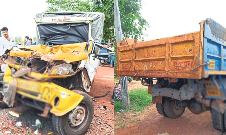 Kapu ಟಿಪ್ಪರ್‌ಗೆ ಪಿಕಪ್‌ ಢಿಕ್ಕಿ: ಚಾಲಕ ಗಂಭೀರ