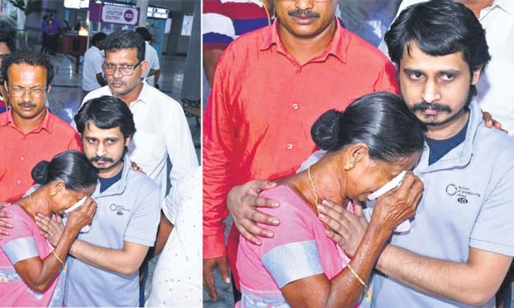 Mangaluru Airport ಕಡಬದ ಯುವಕ ತಾಯ್ನಾಡಿಗೆ ಆಗಮನ