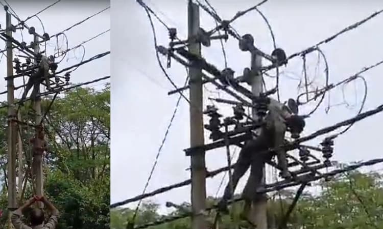 Shimoga; ವಿದ್ಯುತ್ ಪ್ರವಹಿಸಿ ಕಂಬದಲ್ಲೇ ಕೊನೆಯುಸಿರೆಳೆದ ಲೈನ್ ಮ್ಯಾನ್