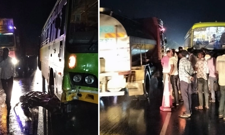 Road Mishap: ಬಸ್ ಡಿಕ್ಕಿ ಹೊಡೆದು ಬೈಕ್ ಸವಾರ ಮೃತ್ಯು, ಮಹಿಳೆಗೆ ಗಂಭೀರ ಗಾಯ