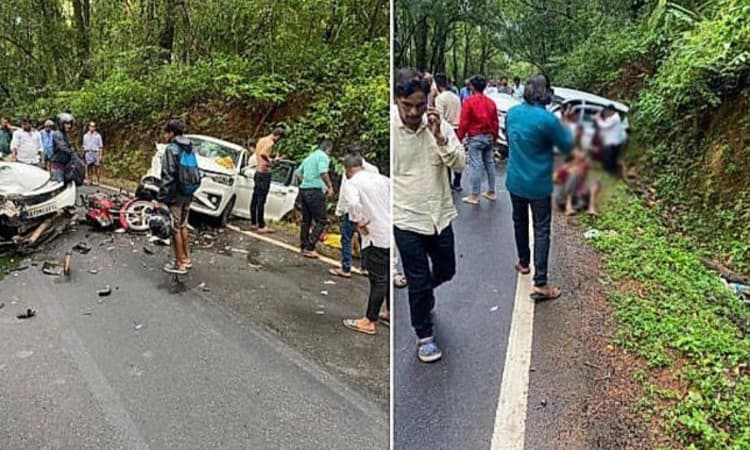 Hebri: ಬೈಕನ್ನು ಓವರ್‌ ಟೇಕ್‌ ಮಾಡುವ ಭರದಲ್ಲಿ ಸರಣಿ ಅಪಘಾತ; ನಾಲ್ವರಿಗೆ ಗಾಯ