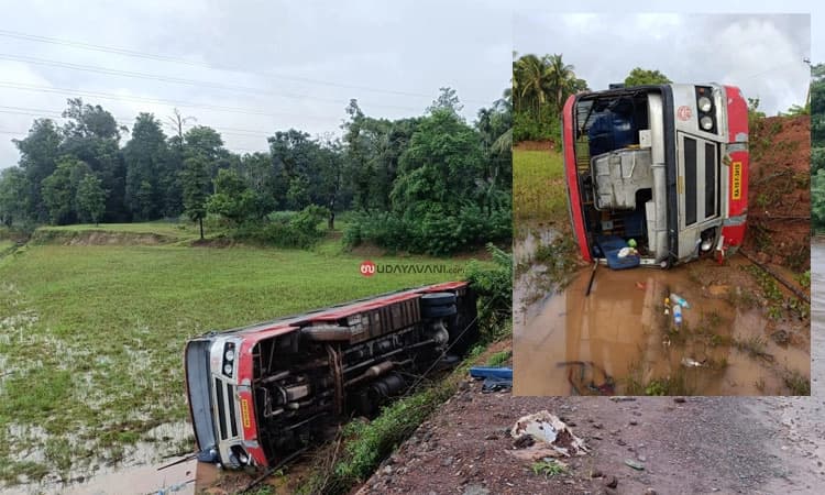 ಮಂಗಳೂರಿನಿಂದ ಕುಷ್ಟಗಿಗೆ ಹೊರಟಿದ್ದ ಬಸ್ ಚಾಲಕನ ನಿಯಂತ್ರಣ ತಪ್ಪಿ ಗದ್ದೆಗೆ