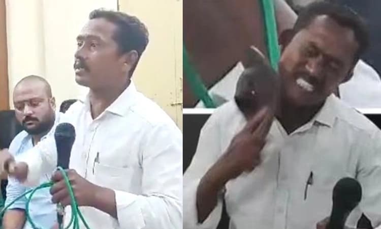 ಭರವಸೆ ಈಡೇರಿಸಲು ವಿಫಲ: ತನ್ನ ಕೆನ್ನೆಗೆ ತಾನೇ ಚಪ್ಪಲಿಯಿಂದ ಹೊಡೆದುಕೊಂಡ ಕಾರ್ಪೋರೇಟರ್