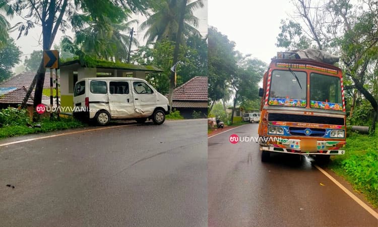 Vitla: ಇಕೋ ವಾಹನಕ್ಕೆ ಲಾರಿ ಢಿಕ್ಕಿ; ವಾಹನ ಜಖಂ