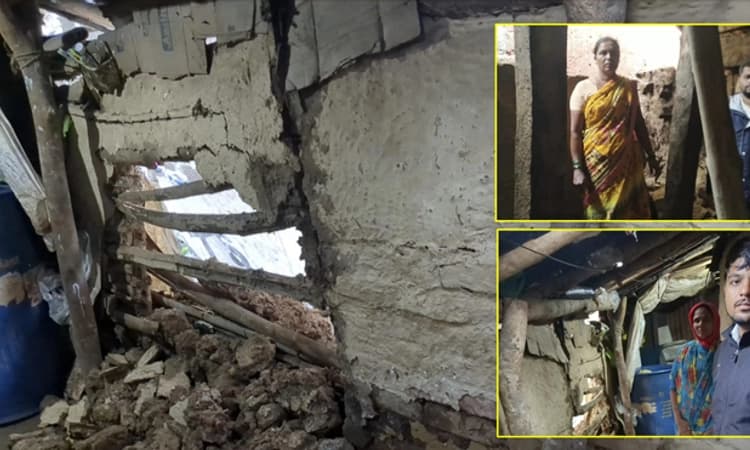 ದಾಂಡೇಲಿ: ನಿರಂತರವಾಗಿ ಸುರಿಯುತ್ತಿರುವ ಮಳೆಗೆ ಮೂರು ಮನೆಗಳು ಹಾನಿ