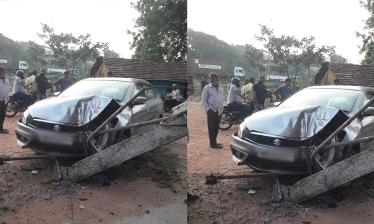 Mangaluru: ರಸ್ತೆ ಬದಿಯ ವಿದ್ಯುತ್‌ ಕಂಬಕ್ಕೆ ಗುದ್ದಿದ ಕಾರು