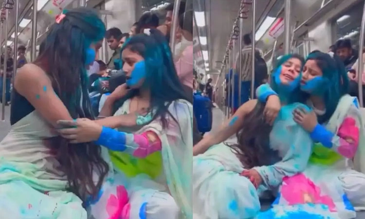 Holi Celebration: ಮೆಟ್ರೋ ರೈಲಿನಲ್ಲಿ ಯುವತಿಯರ ಹೋಳಿ; ಅನುಚಿತ ವರ್ತನೆಗೆ ಕಿಡಿ