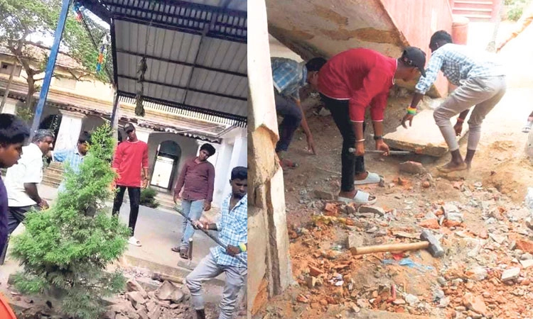 Students: ಗೋಡೆ ಒಡೆಯಲು ಎಸ್ಸೆಸ್ಸೆಲ್ಸಿ ಮಕ್ಕಳ ಬಳಕೆ: ಕ್ರಮಕ್ಕೆ ಆಗ್ರಹ