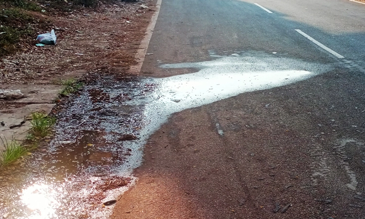 ಶಿರ್ವ: ಮುಖ್ಯ ರಸ್ತೆಯಲ್ಲಿ ಕುಡಿಯವ ನೀರು ಪೋಲು