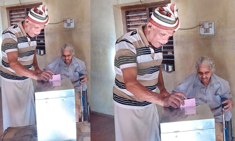 Karnataka Poll: ಶಿರಸಿಯಲ್ಲಿ ಅಂಚೆ ಮತದಾನ ಮಾಡಿದ 102 ವರ್ಷದ ಹಿರಿಯಜ್ಜಿ