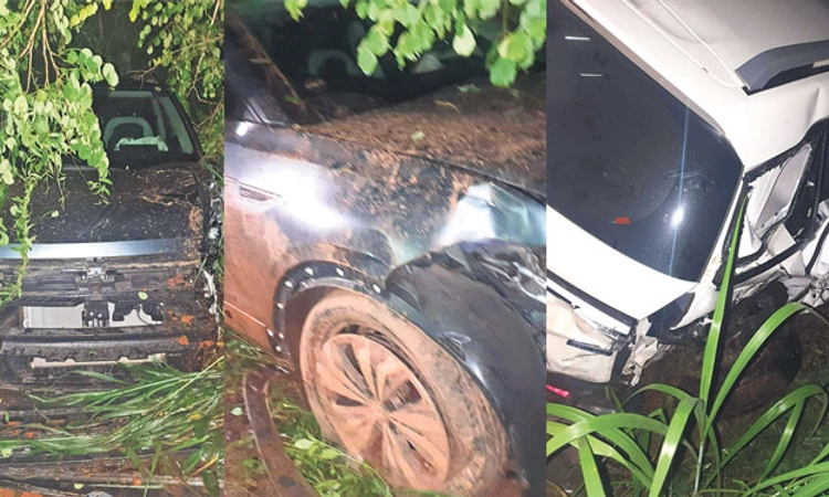 Road Mishap ಮೂಳೂರಿನಲ್ಲಿ ಸರಣಿ ಅಪಘಾತ: ಮೂರು ಕಾರು ಜಖಂ