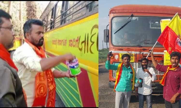 ಮಹಾ ಗಡಿ ವಿವಾದ; ಬಸ್ ಗಳಿಗೆ ಮಸಿ ಬಳಿದು ಉಭಯ ರಾಜ್ಯಗಳಲ್ಲಿ ಆಕ್ರೋಶ