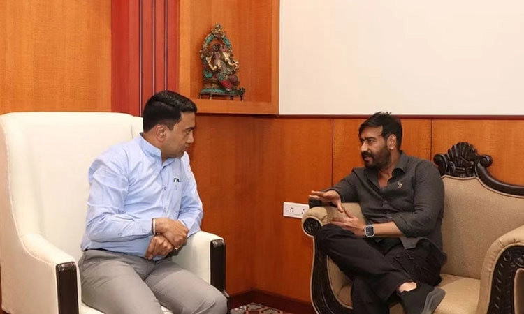 ಪಣಜಿ: ಗೋವಾ ಸಿ.ಎಂ. ಪ್ರಮೋದ್ ಸಾವಂತ್- ಬಾಲಿವುಡ್ ಸ್ಟಾರ್ ಅಜಯ್ ದೇವಗನ್ ಭೇಟಿ
