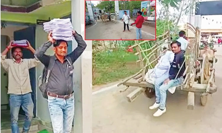 ಬ್ಯಾಂಡ್‌ನೊಂದಿಗೆ ಎತ್ತಿನ ಗಾಡಿಯಲ್ಲಿ ಮಾಹಿತಿ ಒಯ್ದ ಆರ್‌ಟಿಐ ಕಾರ್ಯಕರ್ತ!