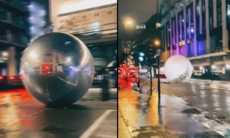 ಲಂಡನ್‌ : ರಸ್ತೆ ಮೇಲೆ ಉರುಳಿಕೊಂಡು ಬಂದ ಭಾರಿ ಗಾತ್ರದ ಉಂಡೆಗಳು