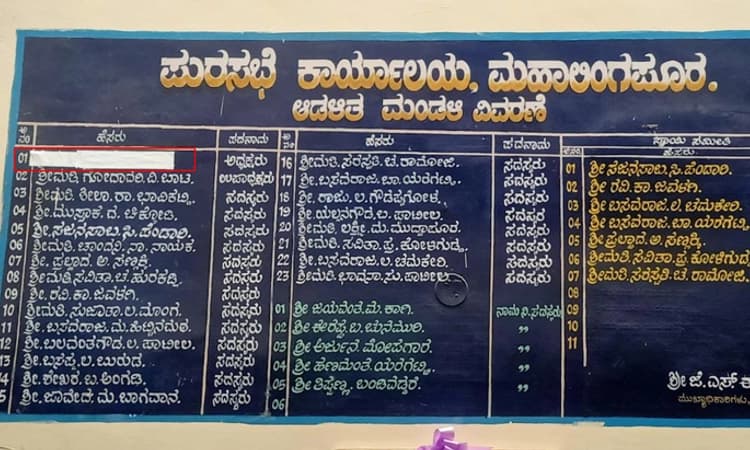 ಮಹಾಲಿಂಗಪುರ ಪುರಸಭೆಯ ಆಡಳಿತ ಮಂಡಳಿಯ ಪಟ್ಟಿಯಲ್ಲಿ ಅಧ್ಯಕ್ಷರ ಹೆಸರೇ ಮಾಯ!