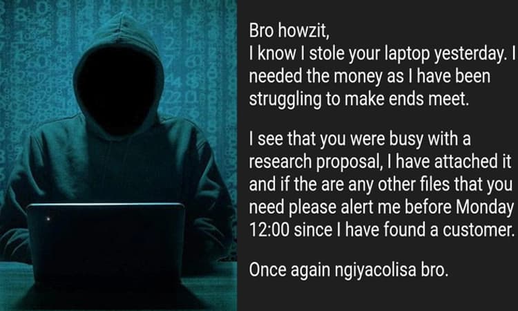 ತುರ್ತು ಹಣದ ಅಗತ್ಯ ಇತ್ತು ಕ್ಷಮೆ ಇರಲಿ… ಲ್ಯಾಪ್ ಟಾಪ್ ಕಳಕೊಂಡ ವ್ಯಕ್ತಿಗೆ ಕಳ್ಳನ ಇ-ಮೇಲ್!