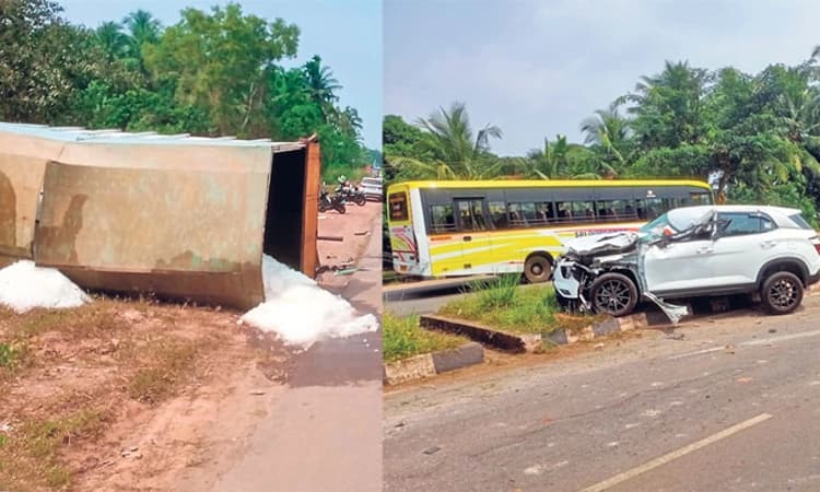 ಮಿನಿ ಲಾರಿ ಕಾರಿಗೆ ಢಿಕ್ಕಿ : ಕಾರು ಚಾಲಕನಿಗೆ ಗಾಯ