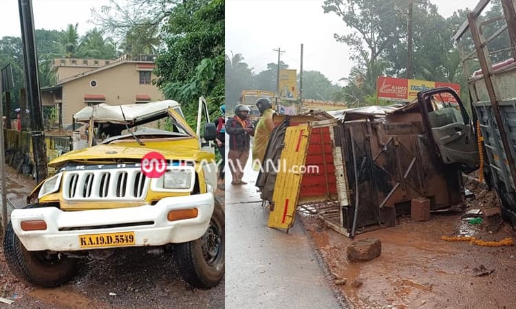 ಪುಂಜಾಲಕಟ್ಟೆ: ಗೂಡ್ಸ್ ಟೆಂಪೊ- ಪಿಕಪ್ ಢಿಕ್ಕಿ; ಮೂವರು ಗಂಭೀರ