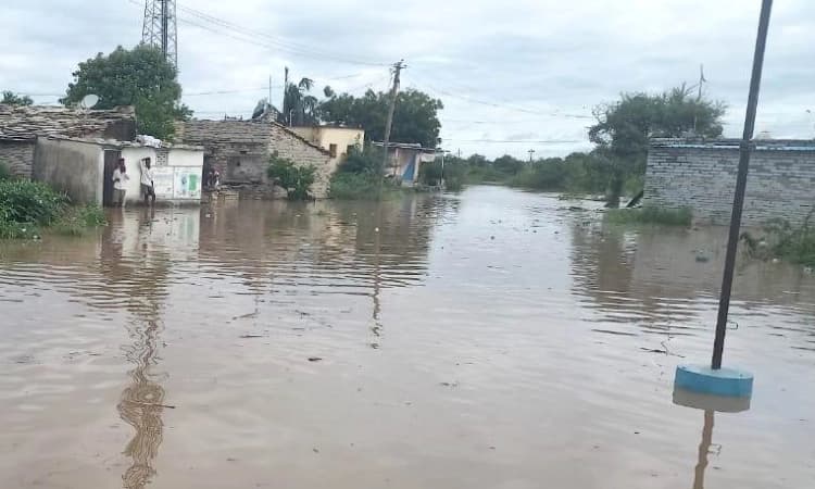 ಮಹಾ ಮಳೆಗೆ ಹಳ್ಳ ಉಕ್ಕಿ ಎರಡು ಸೇತುವೆ ಮುಳುಗಡೆ : ನಗರ ರಸ್ತೆ ಸಂಪರ್ಕ ಕಡಿತ